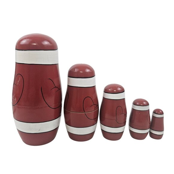 Santa Nesting Dolls Christmas Wooden Matryoshka Holiday Decor Set of 5 - Picture 9 of 11